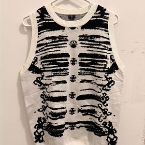 Black and White Skeleton Print Sleeveless Top